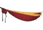 Camper Double Hammock Bordeaux red with yellow gold fringe tree huggers included by Hideaway Outfitters HO-0010251425 color rot