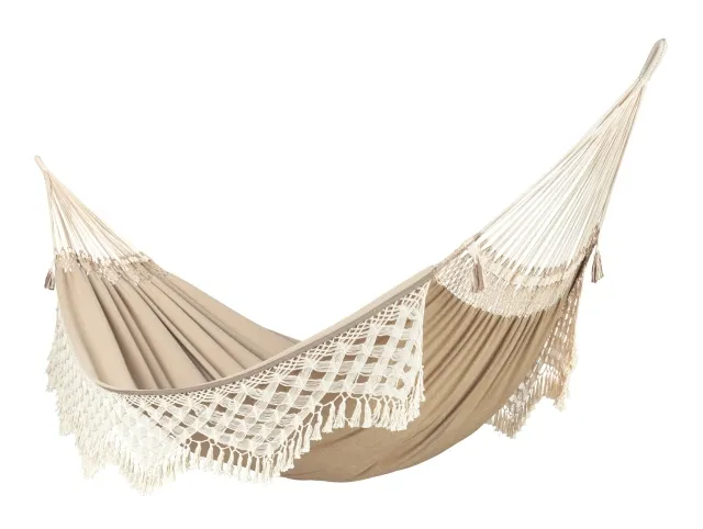 Bossanova Muscade - King size hammock with macramé in organic cotton, beige by LaSiesta LS-BSH18-61 color beige