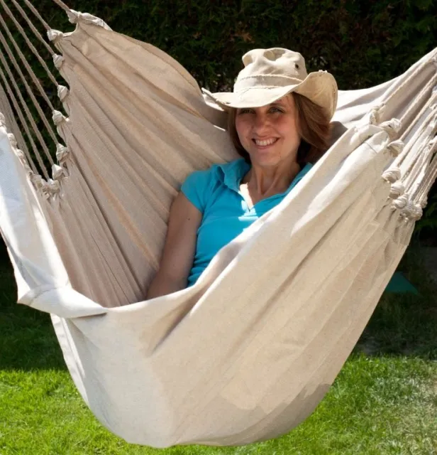 Cayo grande Natur - Hängesessel weiß beige Baumwolle by MacaMex MA-11100 color natur / beige