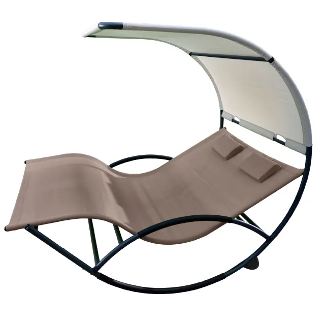 Double Chaise Rocker Aluminum - light and dark gray by Vivere VI-CHAISRKAL-CO color Grau / Silber