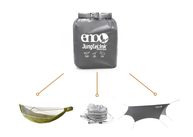 eno JungleLink Hammock System Hängematten Set mit Tarp by ENO EN-LNK-JH color grün