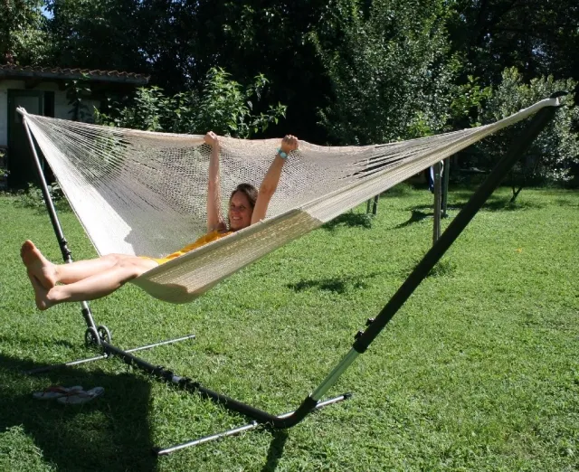 Cuba Gigante Gestell im Set mit mexikanischer Netzhängematte Mammut natur by MacaMex MA-901404 color weiss