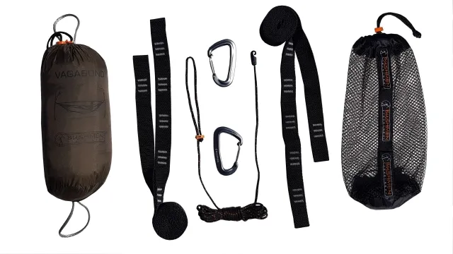 Bushmen VAGABOUND Hängematte im Set mit Moskitonetz und Befestigungsmaterial by Bushmen BU-1UVAHAS color grün