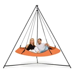 Orange hangout pod set with black frame, weatherproof by Hangout Pod TI-HAT18BKOE color orange