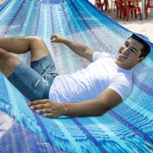 Mexikanische Netzhängematte Matrimonial Caribe Plus by MacaMex MA-00237 color blau