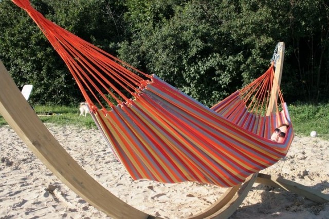 Hammock stand Kasia + brasilian hammock Primavera by MacaMex BNT813 D104MS-P color bunt