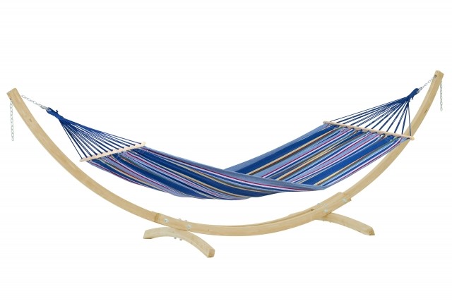 Star Set Ocean pole hammock blue with wooden frame by Amazonas AZ-6010170 color blau