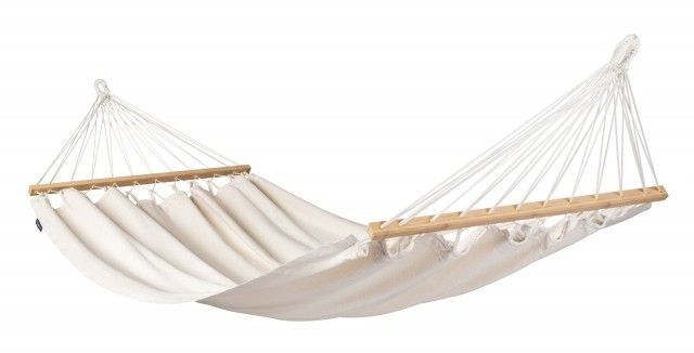Florencia Latte- Single- Hammock with spreader bar, made of organic cotton, nature white by La Siesta LS-FOR14-X1 color natur / beige