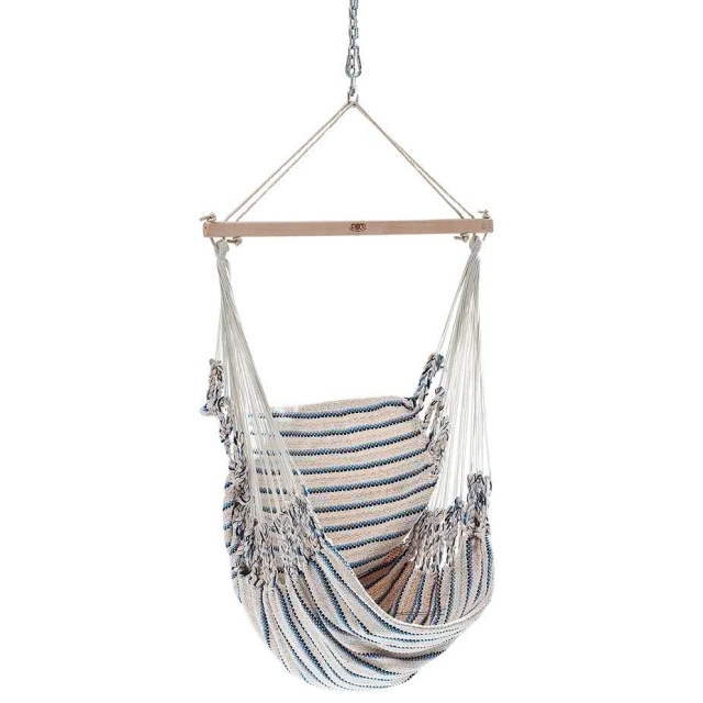 Chico Hammock Chair Cotton Including Swivel, Carabiner And Chain 10 Beige-Blue by Chico CI-3110 color blau