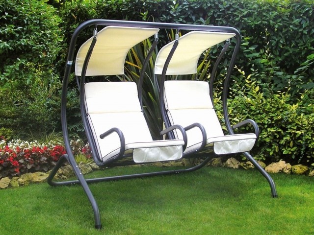 Hollywoodschaukel für zwei Einzelschwinger natur by MacaMex DO-10-OLD color natur / beige