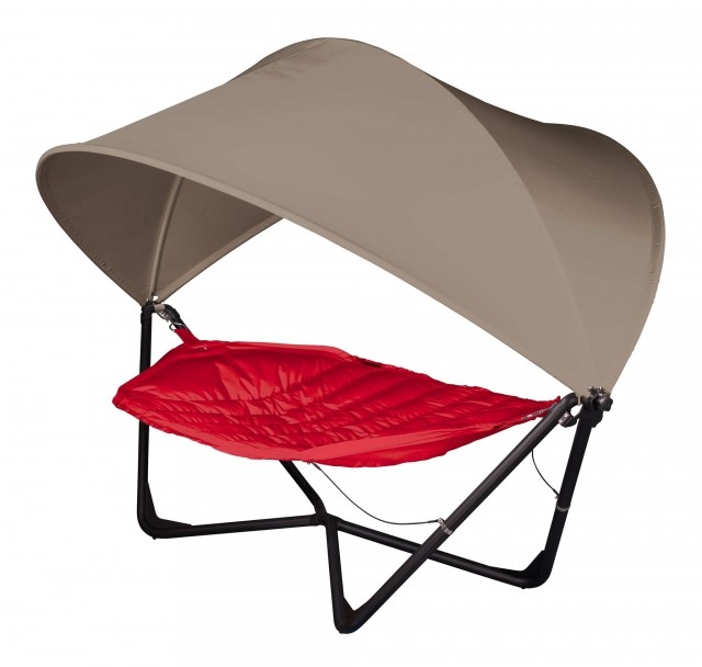 XXL Lounge hammock Serenety passion with sunshade taupe by LaSiesta LS-SRO152-U6 color rot