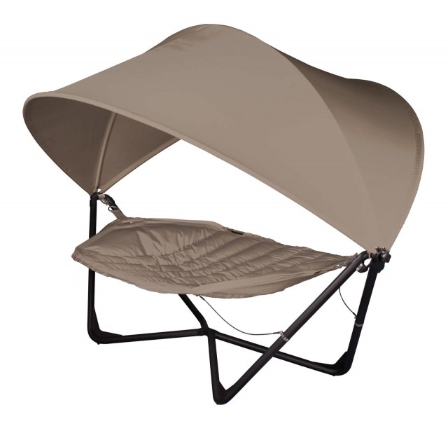 XXL Lounger hammock Serenety taupe with sunshade taupe by LaSiesta LS-SRO156-U6 color Grau / Silber